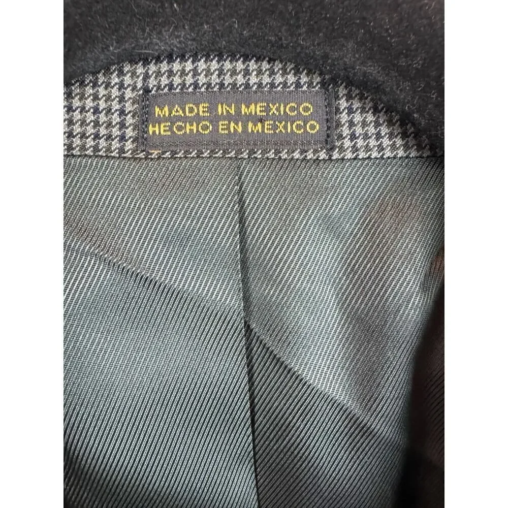 STAFFORD gray check houndstooth 100% wool mens suit jacket size 44R